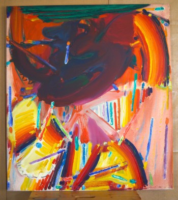 Nr. 2 Maler 1 (bei Brueghels zu Besuch) 1980-2009-12-26 Mischt. a. Lw. 90 x 80 cm