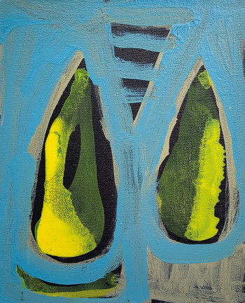 Nr. 9 Jeder hat sein Alphabet 1 2022 Acryl a. Malplatte / Lw. 30 x 24 cm