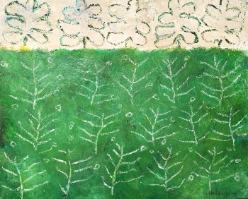 Nr. 3 Grün das nicht vom Baum fallen wollte Mischt. a. Lw. 90 x 110 cm
