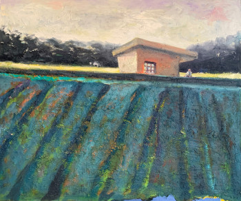 Nr. 2 Landschaft mit Haus 2011 Öl a. Lw. 100 x 120 cm