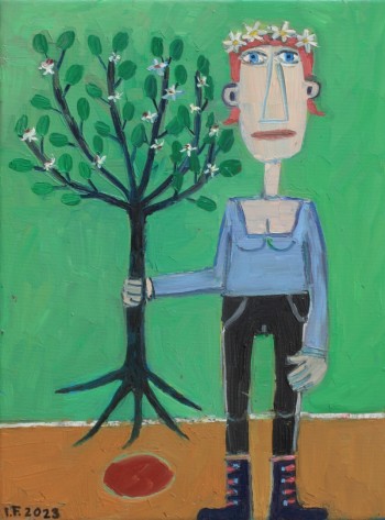 Nr. 20 Frau mit Baum 2023 Öl a. Lw. 40 x 30 cm