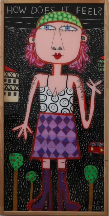 Nr. 1 How does it feel 2025 Hinterglasmalerei, Plexiglas 161 x 80 cm