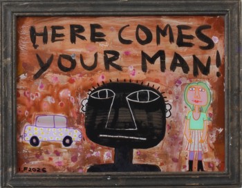 Nr. 6 Here comes your man 2026 Hinterglasmalerei 38 x 48 cm