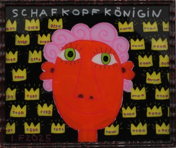 Nr. 4 Schafkopfkönigin 2025  Hinterglasmalerei 23 x 27 cm