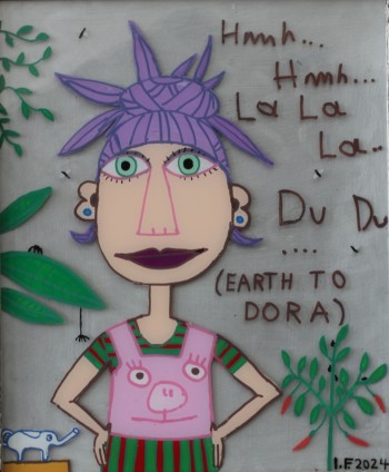 Nr. 3 Earth to Dora  2024 Hinterglasmalerei 30 x 25 cm