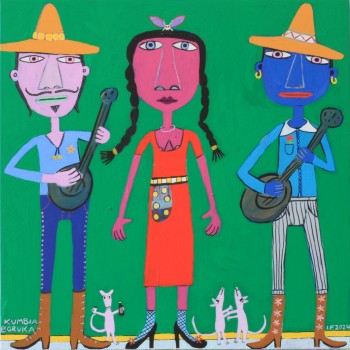 Nr. 24 Kumbia Boruka 2024 Acryl u. Ölkreide a. Holz 60 x 60 cm