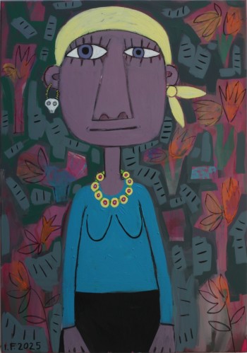 Nr. 27  I got the Blues 2025 Acryl u. Kohle a. Holz 100 x 70 cm