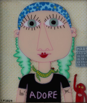 Nr. 47 Adore 2024 Hinterglasmalerei 42 x 36 cm