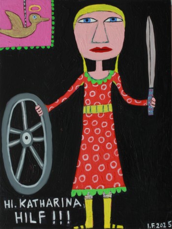 Nr. 34 Hl. Katharina, hilf!  2025 Acryl a. Holz 40 x 30 cm