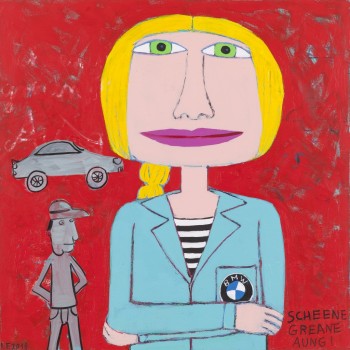 Nr. 60 Scheene greane Aung! 2018 Acryl u. Ölkreide a. Holz 60 x 60 cm