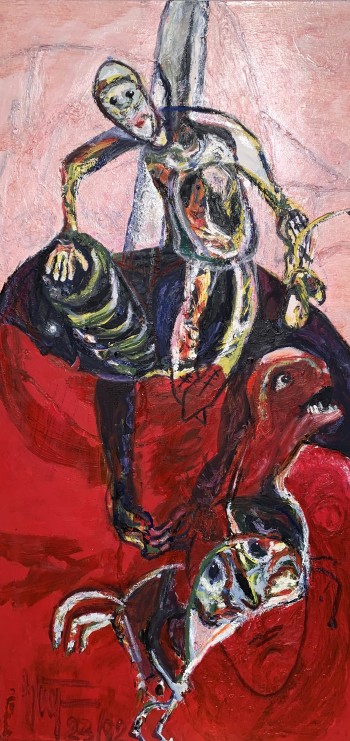 Nr. 4 Golgotha  2023 Öl a. Lw. 140 x 70 cm