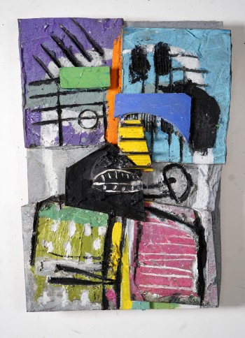 Nr. 57 Karo Kopf 2022 Materialbild 55 x 45 x 10 cm