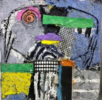 Nr. 61 Kopf 2 202 Öl a. Lw.Assemblage 30  x30 cm