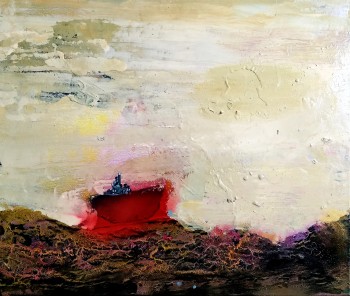 Nr. 1 Nicht mit dem Sturm gerechnet 2021 Acryl, Lack, Coll. a. Lw. 50 x 65 cm