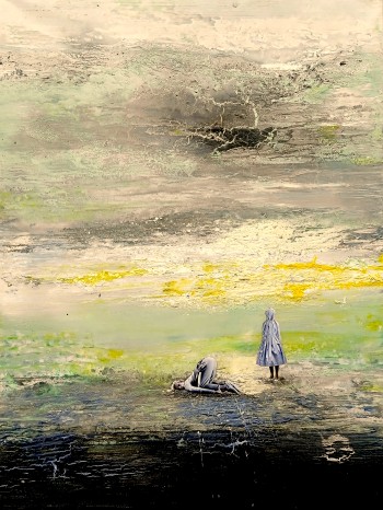 Nr. 2 Aber sprich nur ein Wort 2022 Acryl, Lack, Coll. a. Lw. 155 x 115 cm