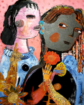 Nr. 1 Die Flüsterin 2007 Acryl a. Lw. 100 x 80 cm