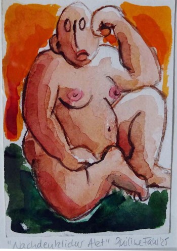 Nr. 8 Nachdenklicher Akt 2025 Aquarell 15 x 10,5 cm