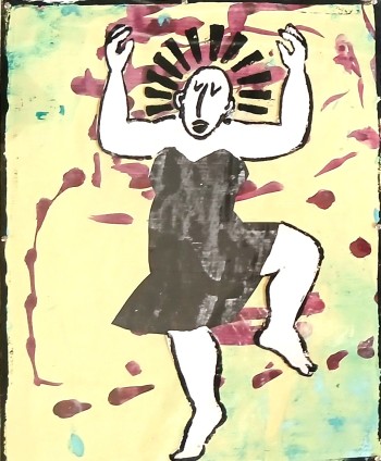 Nr. 37  Strahlende Frau I  2024 Linolschnitt - Mischt. 30 x 24 cm