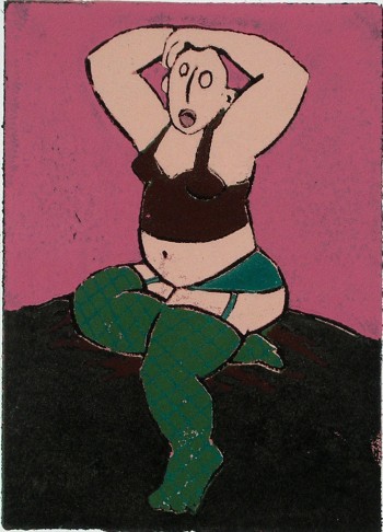 Nr. 27 Pin-Up III 2014 Linolschnitt 18 x13 cm A 10