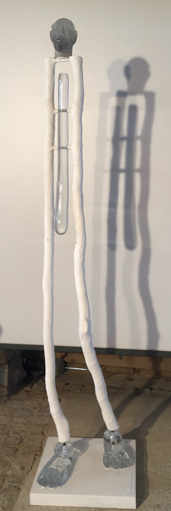 Nr. 2  Hyperboreer I Glas, Holz, Leinen, Kunstharz H 202 cm